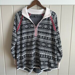 💥NWOT Eddie Bauer Black, White, Red Holiday Knit Sweater, Christmas, Size 2XL